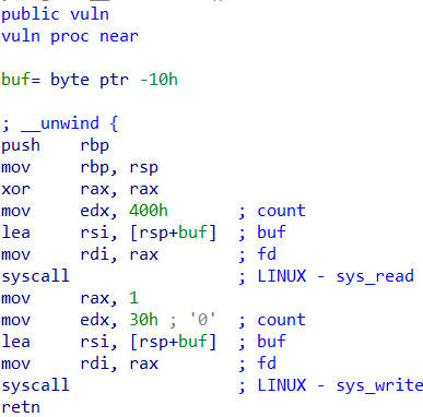 vuln函数汇编代码